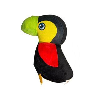 Toucan Shaped Plush Toy 11" Black Yellow Red Green Soft Fabric Stuffed Animal